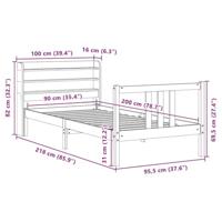 Bedframe met hoofdeinde zonder matras 90x200 cm wit - thumbnail