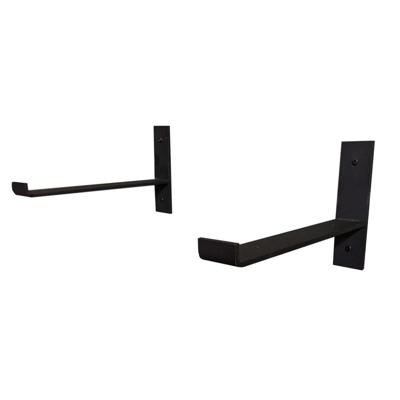 Massief stalen muurbeugel zwart 4 bij 26 cm en hoogte 15 cm - Set van 2 stuks