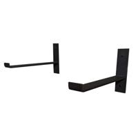 Massief stalen muurbeugel zwart 4 bij 26 cm en hoogte 15 cm - Set van 2 stuks - thumbnail