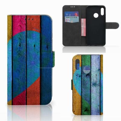 Honor 10 Lite | Book Style Case | Wood Heart - Cadeau voor je Vriend Honor 10 Lite | Book Style Case | Wood Heart - Cadeau voor je Vriend