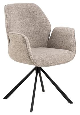 Bendt Draaibare Eetkamerstoel 'Chandler' Bouclé met armleuning, kleur Beige