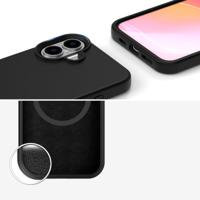 4Smarts Silicone Case Cupertino Backcover Apple iPhone 16 Zwart Inductieve lading - thumbnail