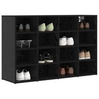 Schoenenkast Zwart Eiken 103 x 30 x 67 cm Bewerkt hout - thumbnail