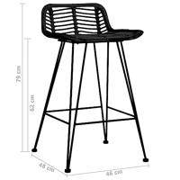 Barstoelen 2 st rattan zwart - thumbnail