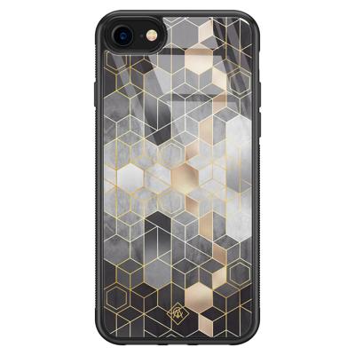 iPhone 8/7 glazen hardcase - Grey cubes