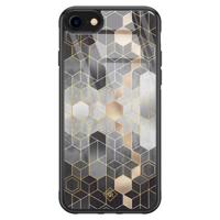 iPhone 8/7 glazen hardcase - Grey cubes - thumbnail