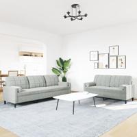 2-delige Loungeset met kussens en bolsters fluweel lichtgrijs - thumbnail