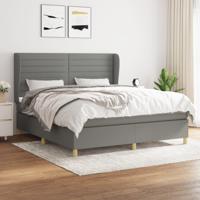 Boxspring met matras stof donkergrijs 180x200 cm - thumbnail