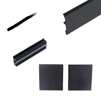 Xperta Afdekprofiel 4m - Wandmontage - Smalle Clips - Tochtstrip - Eindkappen t.b.v. rails en afdekprofiel - Zwart