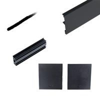 Xperta Afdekprofiel 4m - Wandmontage - Smalle Clips - Tochtstrip - Eindkappen t.b.v. rails en afdekprofiel - Zwart - thumbnail