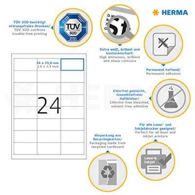 HERMA 5053 printeretiket Wit Zelfklevend printerlabel HERMA 5053 printeretiket Wit Zelfklevend printerlabel