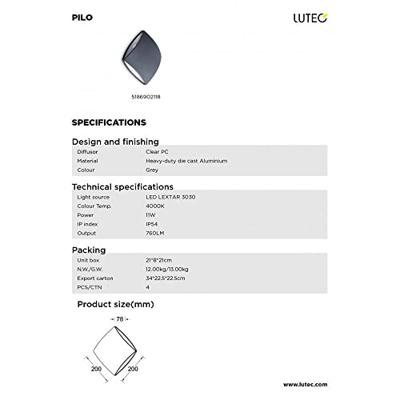 Lutec Pilo LED-Wandlamp Lutec Pilo LED-Wandlamp