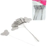 Miss France ballonbinders vlinder met glitter zilverkleurig 13 cm 36 stuks | 24 stuks - thumbnail