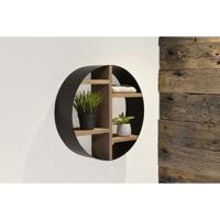 Opbouwnis LoooX Wooden Box Rond Eiken Old Grey Ø50x14 cm Mat Zwart Looox - thumbnail