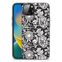 iPhone 14 Plus Bloemen Hoesje Black Flowers - thumbnail