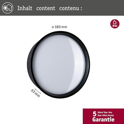 Paulmann Platomo schwarz 94696 Buitenlamp (wand) LED 14.5 W Zwart