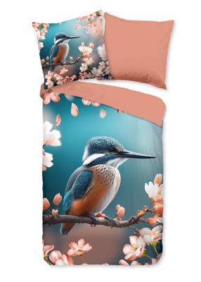 Good Morning Dekbedovertrek "ijsvogel met bloemen" - Multi - (135x200 cm) - Katoen