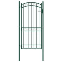 VidaXL Poort met gebogen bovenkant 102x136 cm staal groen - thumbnail