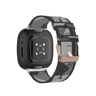 Fitbit Versa 3/4 & Sense 1/2 Canvas nylon bandje - Grijs Fitbit Versa 3/4 & Sense 1/2 Canvas nylon bandje - Grijs