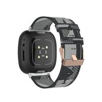 Fitbit Versa 3/4 & Sense 1/2 Canvas nylon bandje - Grijs - thumbnail