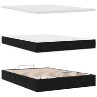 Ottoman bed met matras en LED's 140x190cm fluweel zwart - thumbnail