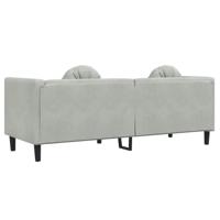 Bank met kussens 3-zits fluweel lichtgrijs - thumbnail