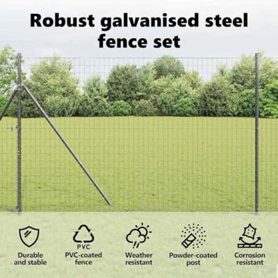 VidaXL Hek met paal grijs 1,5 x 10 m staal en pvc