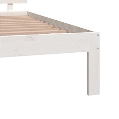 Bedframe massief grenenhout wit 140x190 cm