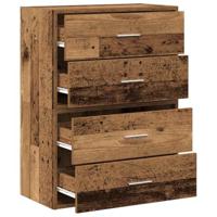 Kasten met 2 lades 2 st 60x31x40cm bewerkt hout oud houtkleurig - thumbnail