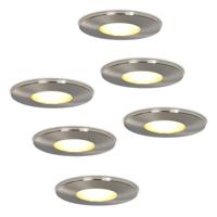 Set van 6 Vegas - LED Inbouwspots - 4 Watt 345 lumen - 2700K Warm wit - GU10 - Dimbaar - Rond - IP44 voor badkamer, buiten en binnen - RVS - thumbnail