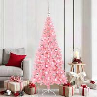 VidaXL Kerstboom met 300 led met standaard roze 180 cm pvc - thumbnail