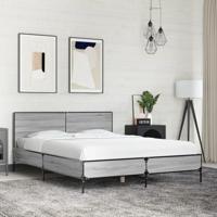 Bedframe bewerkt hout metaal grijs sonoma eiken 140x200 cm - thumbnail