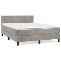 Boxspring met matras fluweel lichtgrijs 140x190 cm - thumbnail
