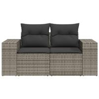 Tuinbank 2-zits met kussens poly rattan grijs - thumbnail