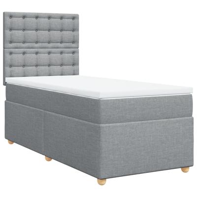 Boxspring met matras stof lichtgrijs 140x200 cm