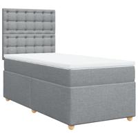 Boxspring met matras stof lichtgrijs 90x200 cm - thumbnail