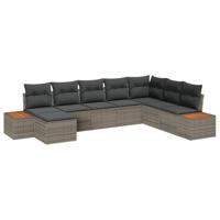 Tuinbankenset met kussen 8 pcs Grijs Poly riet - thumbnail