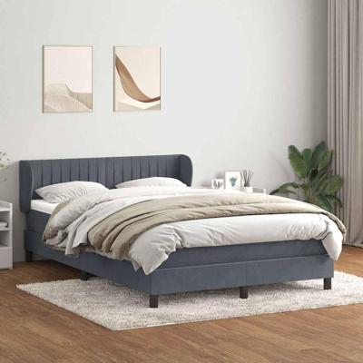 Boxspring met matras fluweel donkergrijs 140x220 cm
