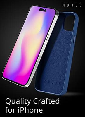 Mujjo Leather Case met MagSafe iPhone 14 / 15 Plus blauw