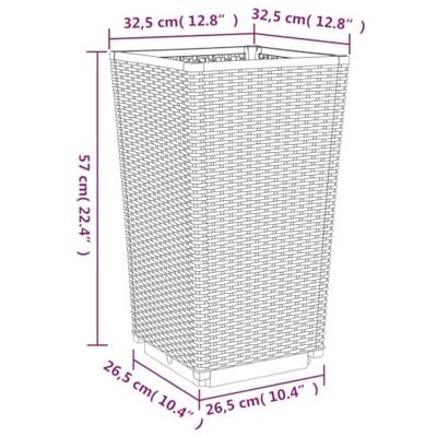 Plantenbakken 4 st 32,5x32,5x57 cm polypropeen zwart