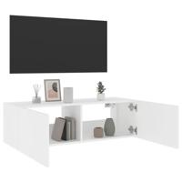 Tv-wandmeubel met LED-verlichting 100x35x31 cm wit - thumbnail