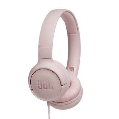 JBL Tune500 on-ear hoofdtelefoon met kabel in roze - oortelefoon met 1-knops afstandsbediening, geïntegreerde microfoon en spraakassistent - telefoneren en muziek luisteren onderweg