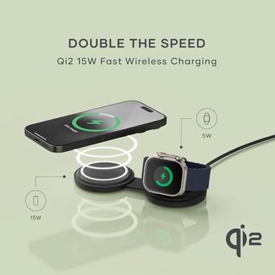 Satechi OntheGo 2-in-1 wireless oplader (15W) - Black - thumbnail