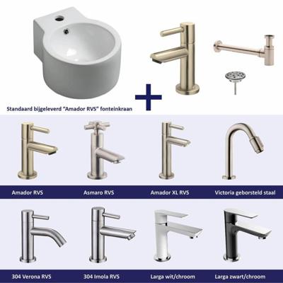 FonteinPack Kronos Keramiek 35x28 cm RVS (Keuze uit 8 kranen)