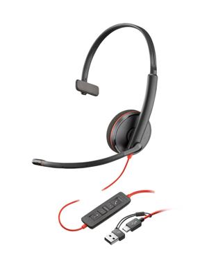 HP Poly Blackwire C3220 Over Ear headset Kabel Stereo Zwart Headset, Volumeregeling, Microfoon uitschakelbaar (mute) Computer