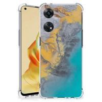 OPPO Reno8 T 4G Anti-Shock Hoesje Marble Blue Gold - thumbnail
