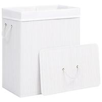 VidaXL Wasmand met 2 vakken 100 l bamboe wit - thumbnail