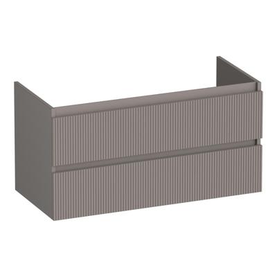 Brauer Joy Wavy - Onderkast - 100 cm - met 2 Softclose Lades Greeploos en 1 Sifon Uitsparing - Mat Taupe