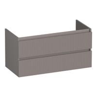 Brauer Joy Wavy - Onderkast - 100 cm - met 2 Softclose Lades Greeploos en 1 Sifon Uitsparing - Mat Taupe - thumbnail