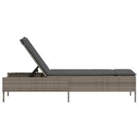 Ligbed met kussen poly rattan grijs - thumbnail
